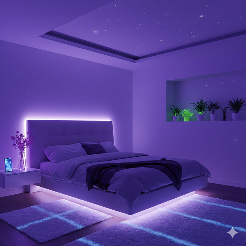 Cool Bedroom Lighting Ideas with Black Light Strip Lights