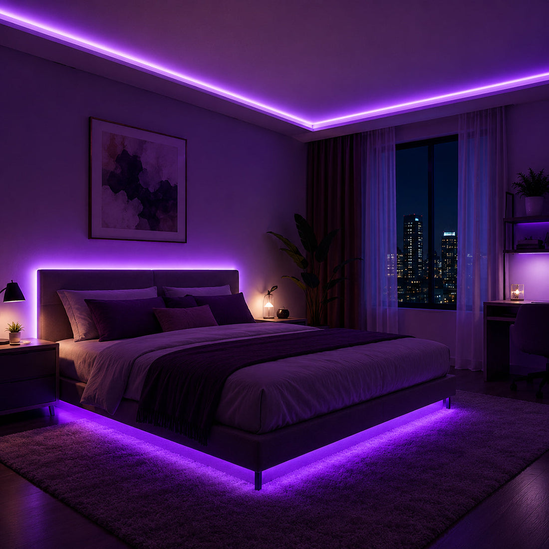 Bedroom Before & After Using UV Blacklight LED Strips