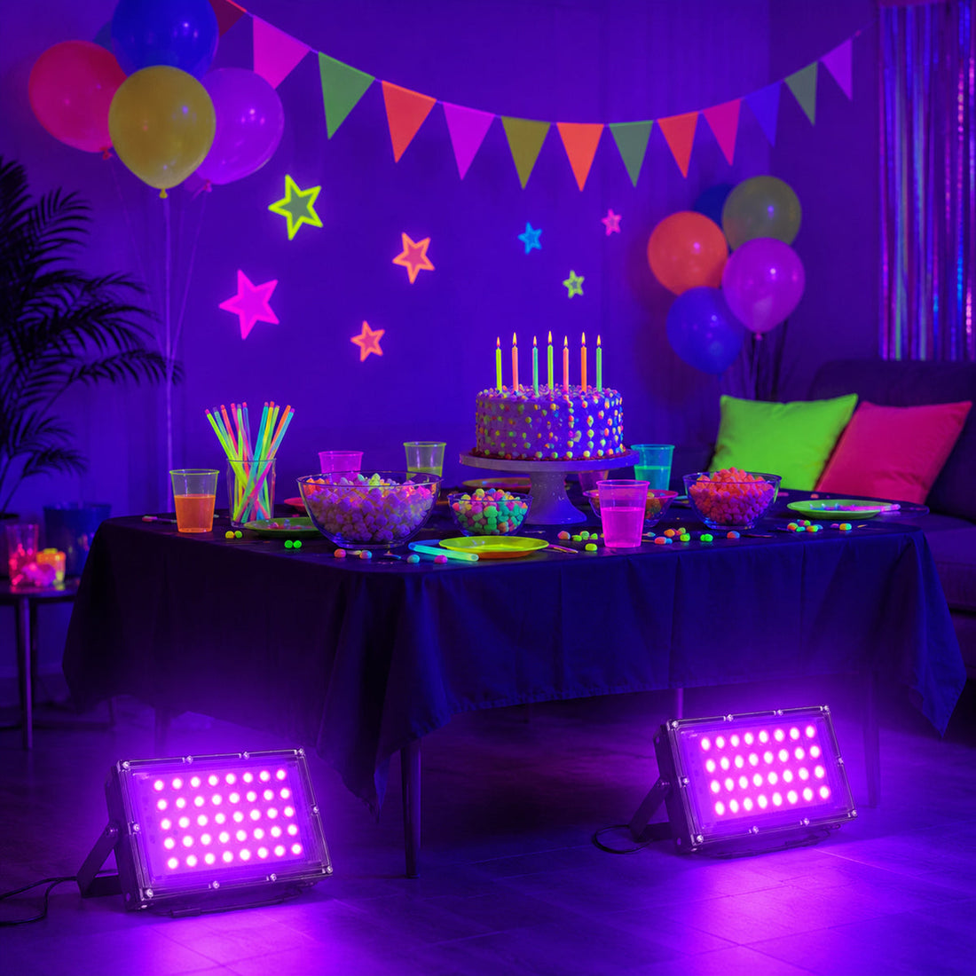 How to Create a Neon Glow Room with Black Light Flood Lights