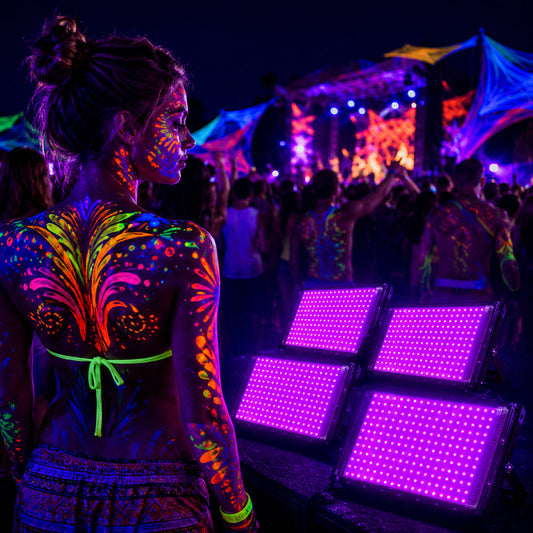 Using Black Light Flood Lights for Body Paint & Fluorescent Art