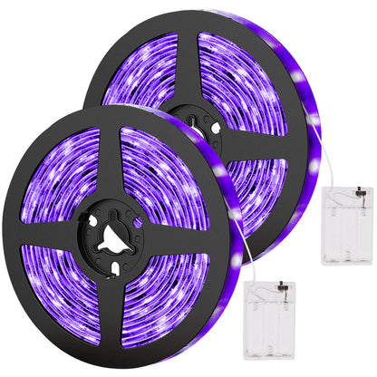 Waygor UV LED Strip Lights - 2 Pack Battery Operated LED Black Light Strip Kit with 6.6FT Ultraviolet IP65 Waterproof Super Bright LED Strip Lights, Battery Case by Waygor
