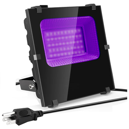 Waygor 600W LED Black Lights Outdoor, High Power Black Light Flood Lights Waterproof IP66 Blacklight Flood Light 395nm Plug in Black Light Spotlight for Glow Party Large Space, Halloween (1 Pack)