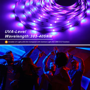 Waygor 50ft LED Black Light Strip Kit, Blacklight Strip Lights 395nm to 405nm UV Black Light LED Strips Flexible 12V Blacklights Non-waterproof Black Lights for Bedroom Glow Party Halloween