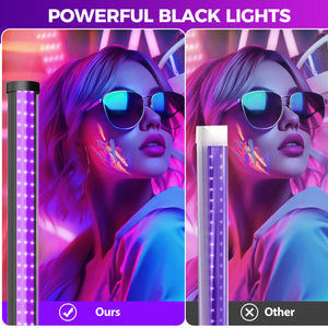 4ft Black Light Bar 100W - Waygor Strong Blacklight Bar Super Bright LED Black Lights for Glow Party High Power UV Light Bar for Body Paint Wall Art Photography Neon Tapestry Party Halloween (2 Pack)