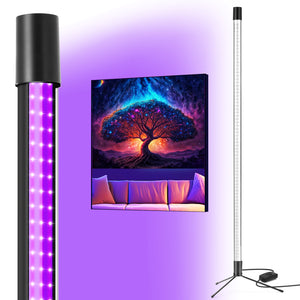 Waygor 72W Black Light Bar - Upgraded 4ft Blacklight Bar 395nm to 405nm LED Black Lights Premium Floor Stand UV Light Bar with 6ft Cord, Plug , Switch for Glow Party, Halloween (1 Pack)