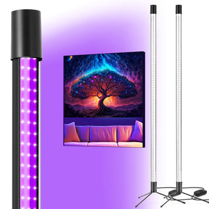 Waygor 72W Black Light Bar - Upgraded 4ft Blacklight Bar 395nm to 405nm LED Black Lights Premium Floor Stand UV Light Bar with 6ft Cord, Plug , Switch for Glow Party, Halloween (2 Pack)