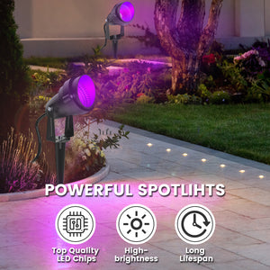 Waygor 12W LED Black Lights High Power, Black Light Landscape Lighting Waterproof IP66 385nm to 405nm Blacklight Outdoor LED UV Spotlights with Plug for Glow Party, Halloween, Christmas (6 Pack)