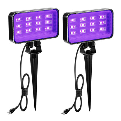 30W Black Light Spotlight Outdoor - Waygor High Power LED Outdoor Black Light Spot Light IP66 Waterproof Blacklight Spotlight 395nm Blacklight Spot Lights with Plug for Glow Party, Halloween (2 Pack)
