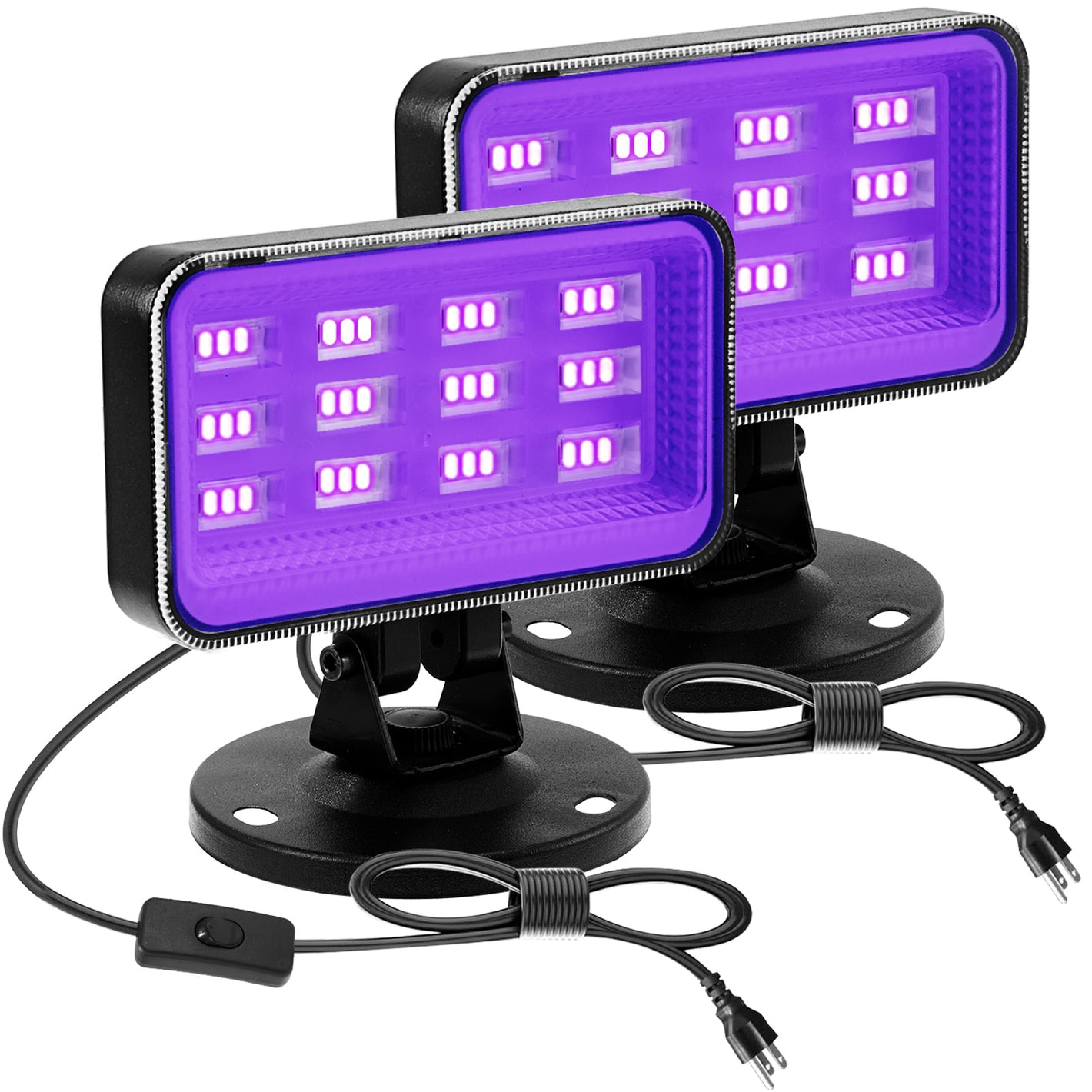 Waygor 30W Black Light Spotlight - High Power LED Outdoor Black Light Spot Light Plug in IP66 Waterproof Blacklight Spotlight 395nm Blacklight Spot Lights for Glow Party, Halloween (2 Pack)