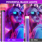 Waygor 72W Black Light Bar - Upgraded 4ft Blacklight Bar 395nm to 405nm LED Black Lights Premium Floor Stand UV Light Bar with 6ft Cord, Plug , Switch for Glow Party, Halloween (2 Pack)